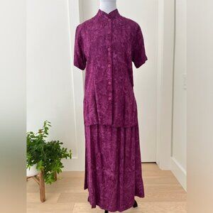 Good Earth Clothing 2 Piece Maxi Skirt & Top Separates Batik Rayon Lightweight
